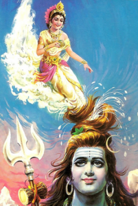 Ganga and Moon on Crest of Shiva