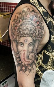 Shoulder - Face Only Ganesha Tattoo - Krishna Kutumb