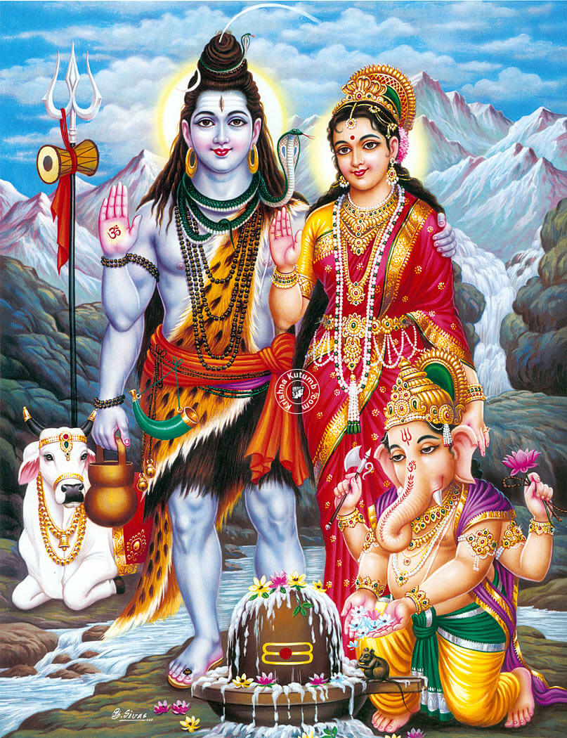 Shiva Parvati Ganesha Nandi - Very High Quality - Krishna Kutumb